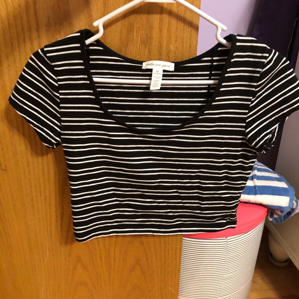 Black and White Striped Crop Top